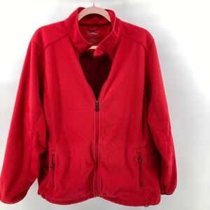 L.L.Bean Red‎ Fleece Zip Up Jacket Women Cozy Outdoor No Size Polartec Gorpcore